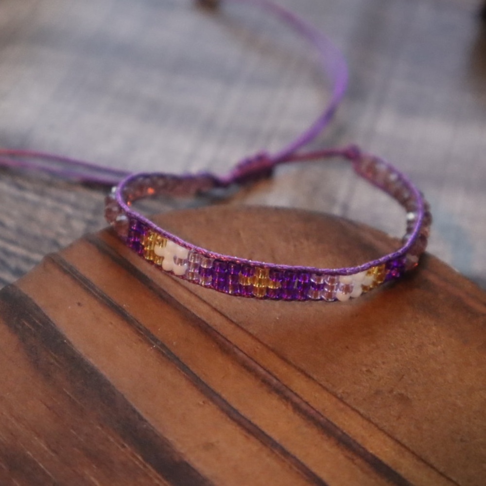Purple Aztec Beaded Bracelet